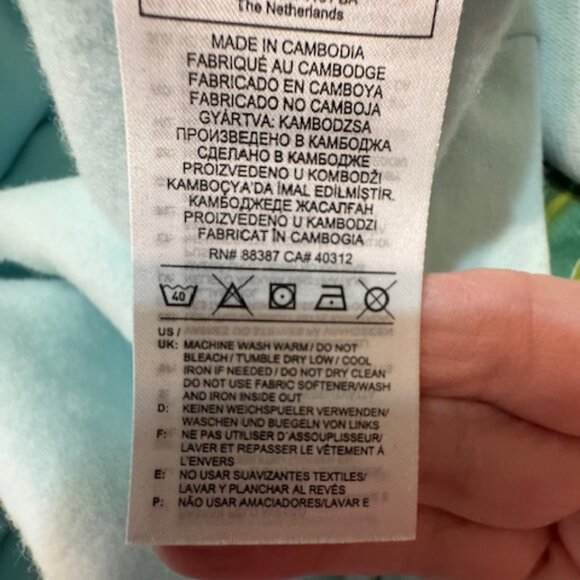 Adidas Mint Green Pullover Hoodie M | Purple Logo Soft Pastel Aqua Sweatshirt - Picture 5 of 5